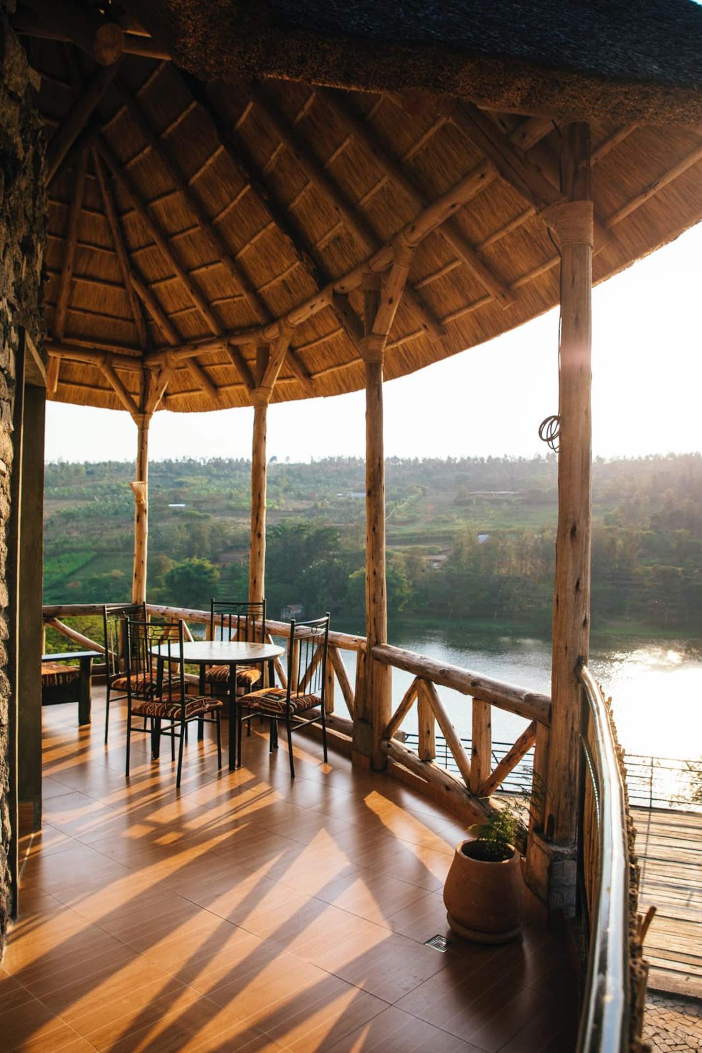 Panoramic covered terrace overlooking Lake Muhazi