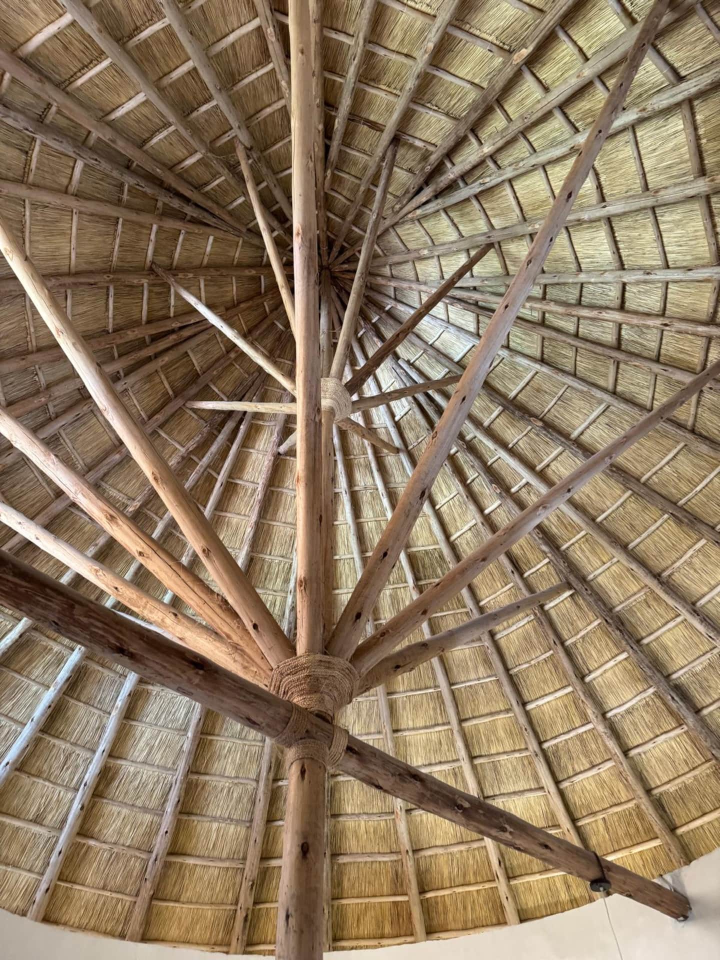 Detail of the handcrafted thatched roof structure